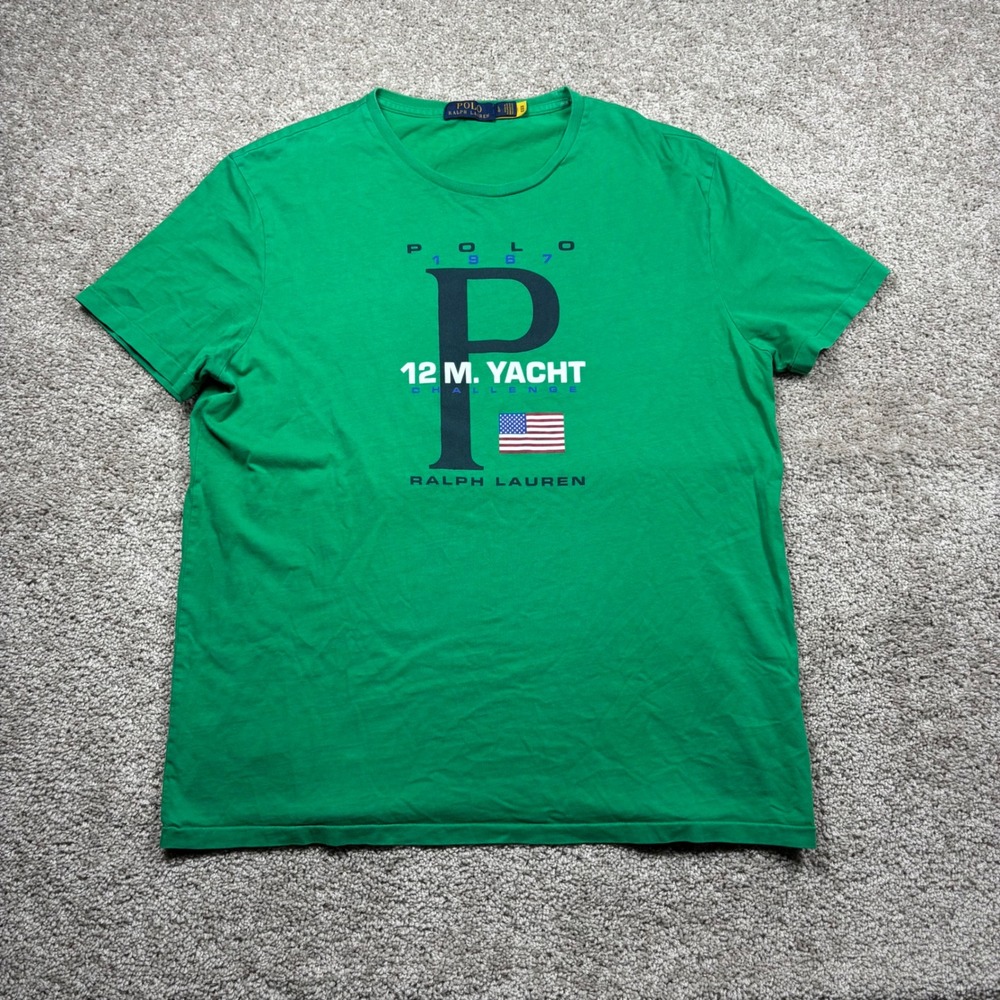 Polo Ralph Lauren Mens Green 12 M. Yacht Challenge Graphic T-Shirt Large LG